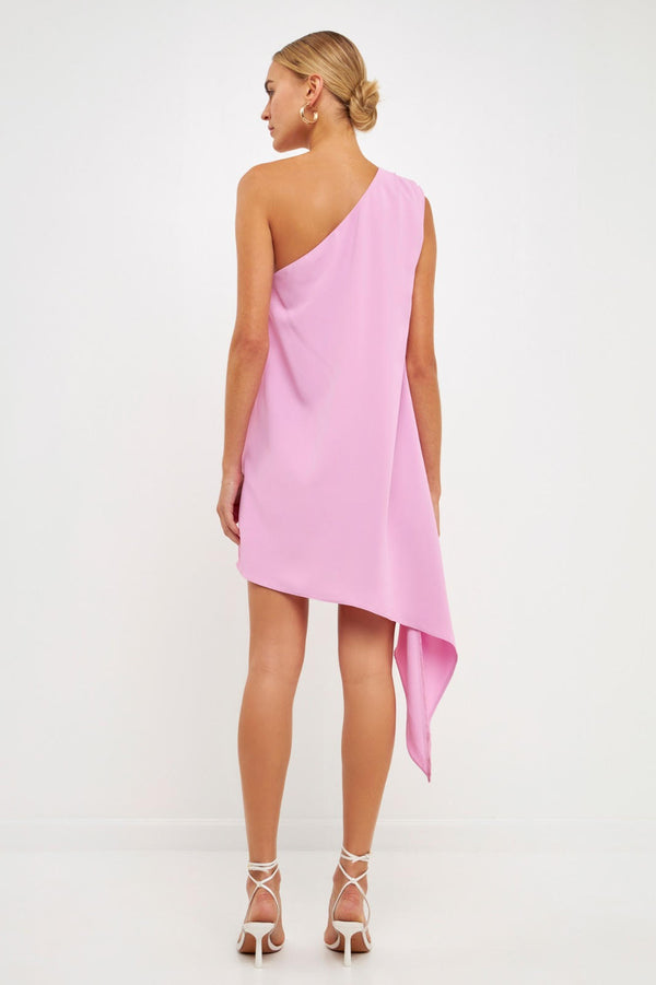 Shoulder Pintucked Asymmetrical Dress