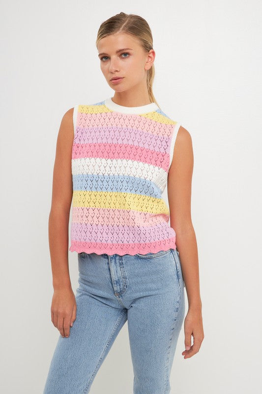 Striped Crochet Top
