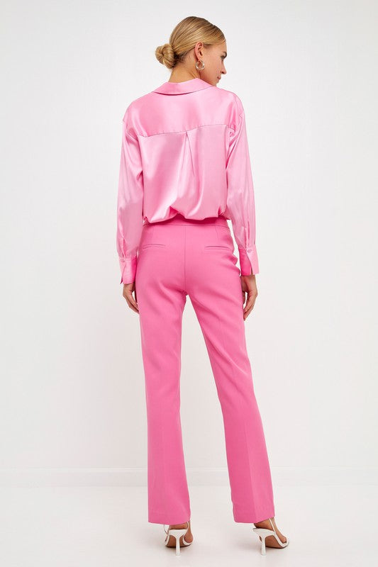 Full Length Low Rise Pants (Pink, White)