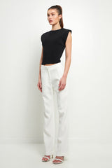 Full Length Low Rise Pants (Pink, White)