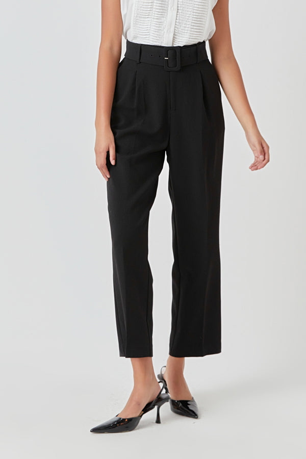 Belted High Waist Welt Pocket Pant