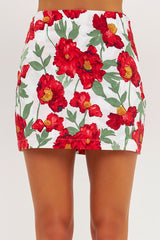 Cotton Floral Print Skort