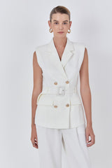 Shoulder Pad Belted Blazer