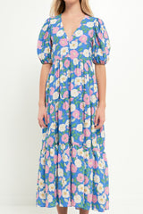 Floral Puff Sleeve Midi dress