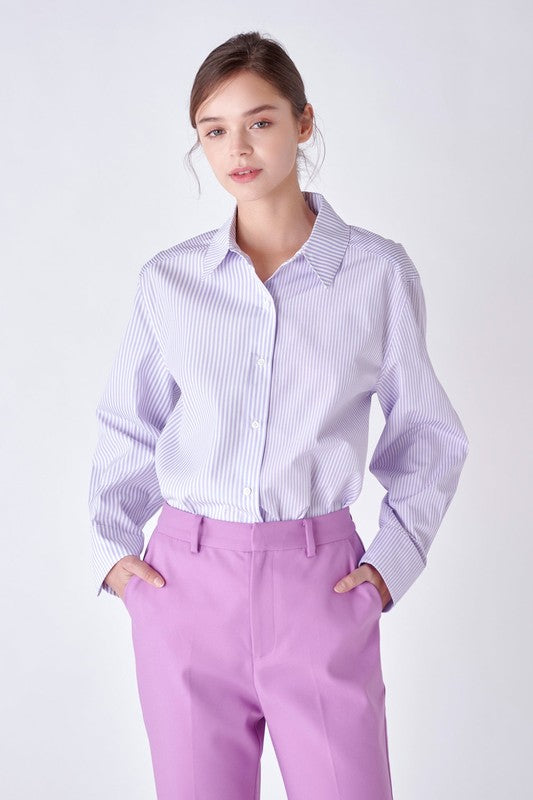 Stripe Color Block Shirts (Lilac, Yellow)