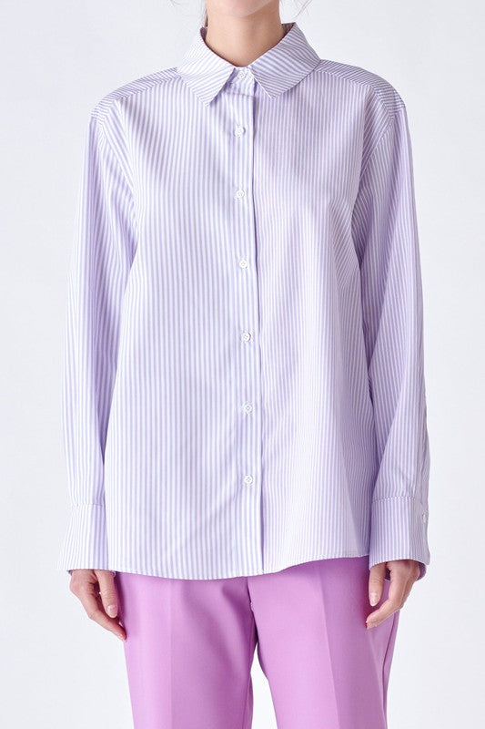 Stripe Color Block Shirts (Lilac, Yellow)