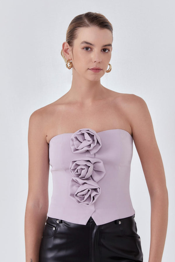 Lavender Strapless Rose Top