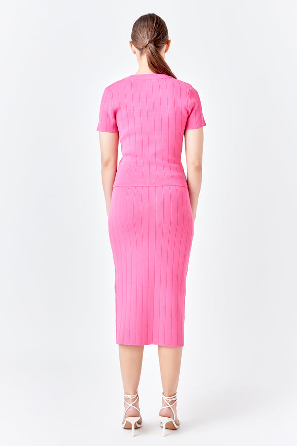 Shank Button Midi Skirt