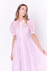 Gridded Organza Tiered Maxi Dress