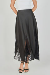 Midnight Lace Satin Skirt