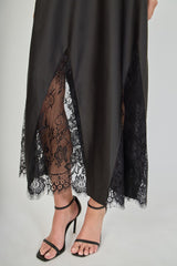 Midnight Lace Satin Skirt