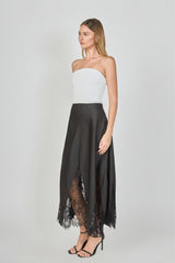 Midnight Lace Satin Skirt