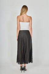 Midnight Lace Satin Skirt