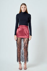 Satin & Lace Maxi Skirt