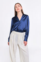 Classic Satin Over Shirt (Navy, Taupe)