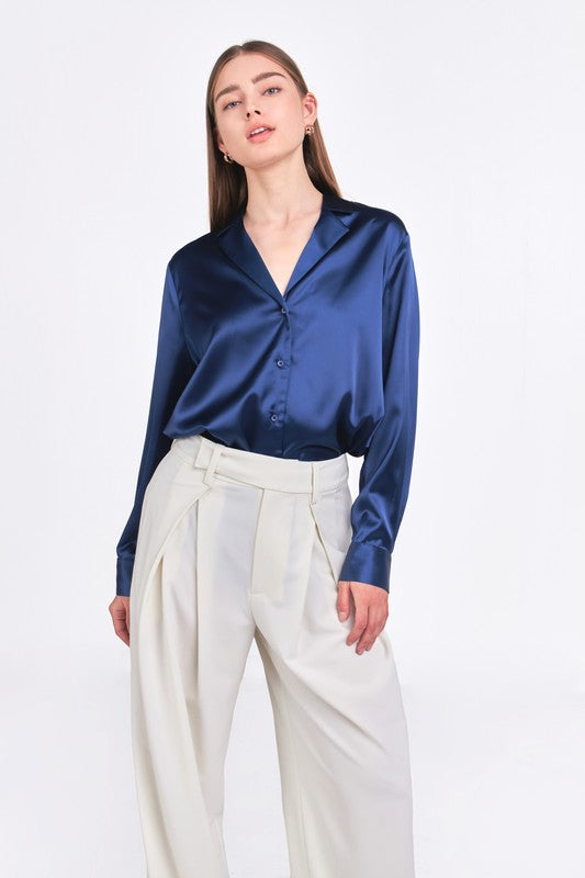 Classic Satin Over Shirt (Navy, Taupe)