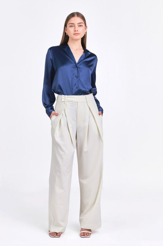 Classic Satin Over Shirt (Navy, Taupe)