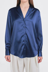 Classic Satin Over Shirt (Navy, Taupe)