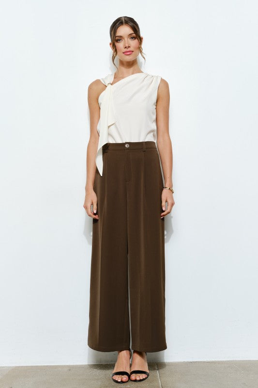 Gold Hardware One-Shoulder Blouse