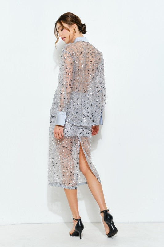 Slate Blue Sheer Blouse