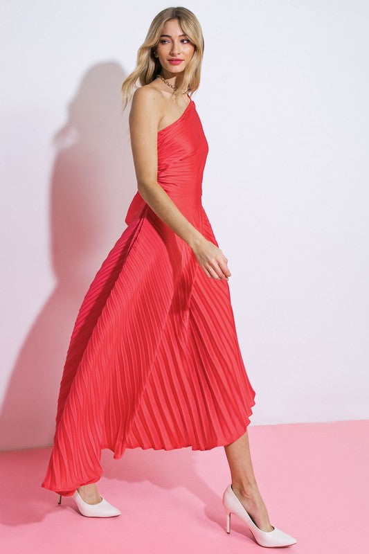 Coral Solid Midi Dress