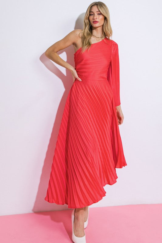 Coral Solid Midi Dress