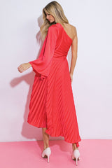 Coral Solid Midi Dress