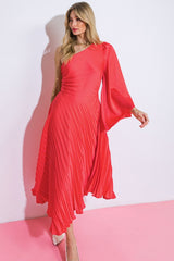 Coral Solid Midi Dress