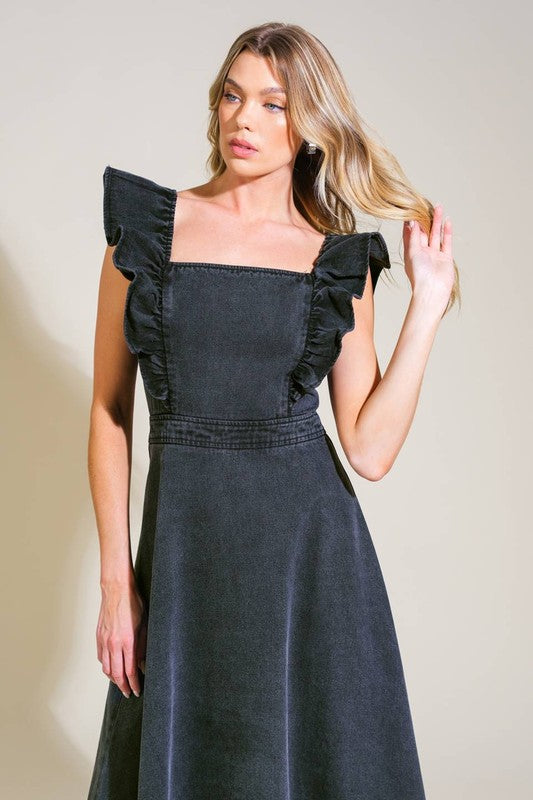 Washed Denim Midi Dress