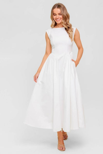 Candle Vine White Denim Woven Midi Dress L Flying Tomato White Denim / L
