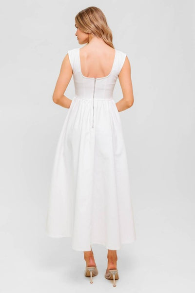 midi white denim dress White Denim Midi Dress Large