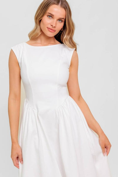 midi white denim dress White Denim Midi Dress Large