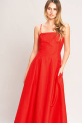 Solid Woven Midi Dress