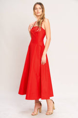 Solid Woven Midi Dress