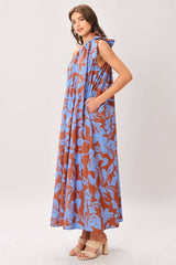 Santorini Bloom One-Shoulder Maxi Dress