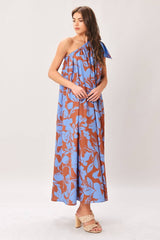 Santorini Bloom One-Shoulder Maxi Dress