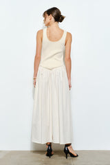 Ribbed Knit Cotton Flare Maxi Dress
