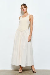Ribbed Knit Cotton Flare Maxi Dress