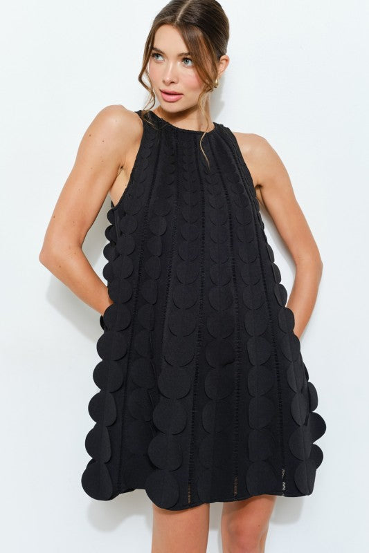3D Circle Appliqué A-Line Dress