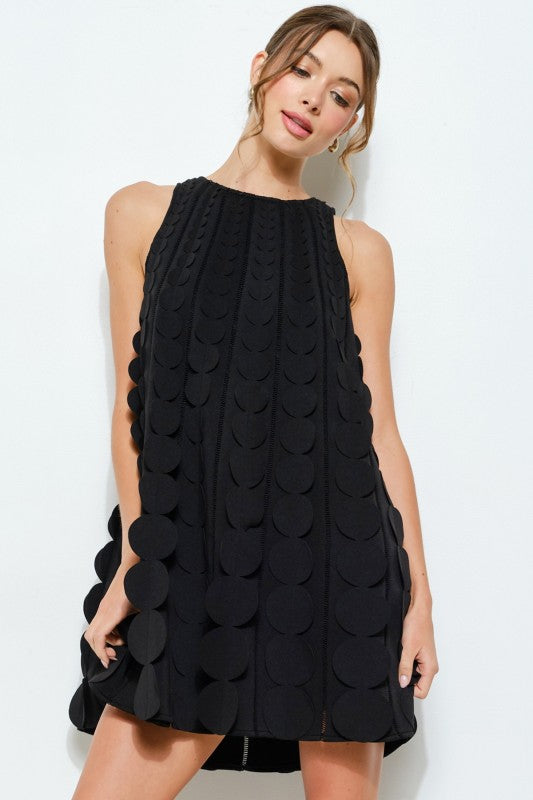 3D Circle Appliqué A-Line Dress