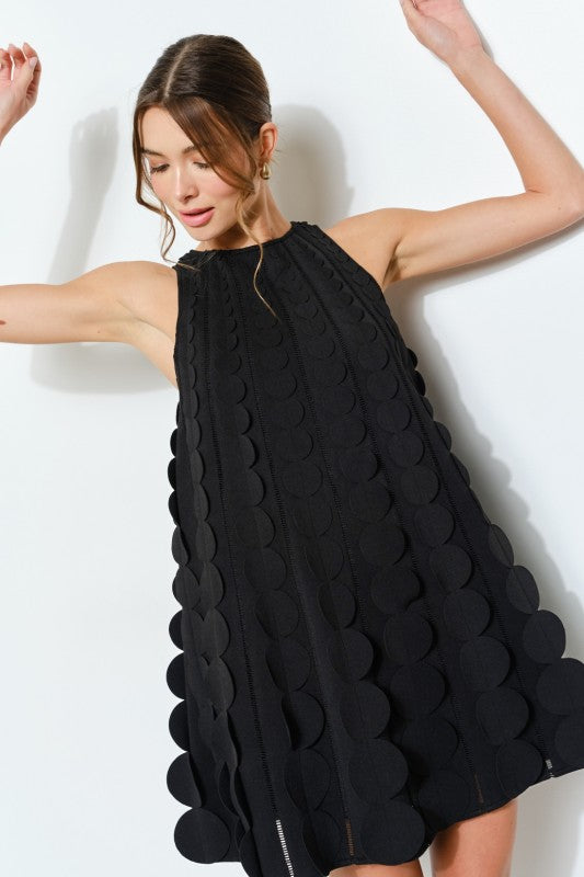 3D Circle Appliqué A-Line Dress