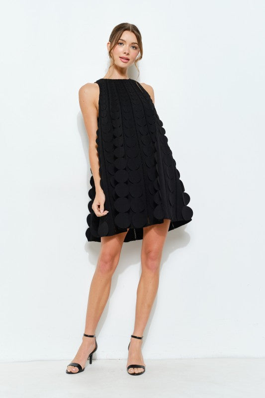 3D Circle Appliqué A-Line Dress