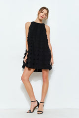 3D Circle Appliqué A-Line Dress