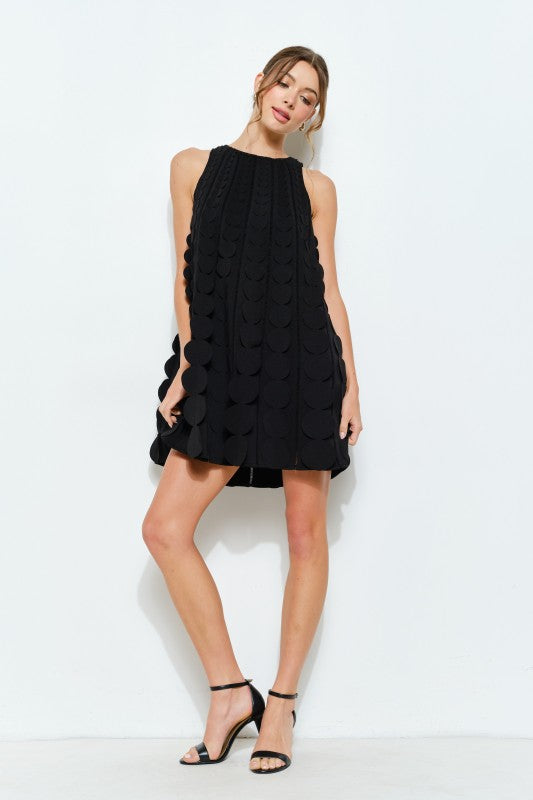 3D Circle Appliqué A-Line Dress