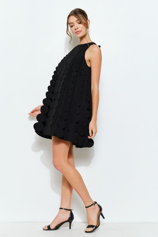 3D Circle Appliqué A-Line Dress