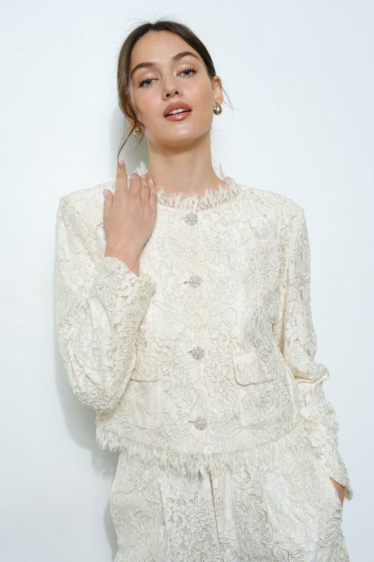 Ultra-Feminine Cropped Lace Jacket