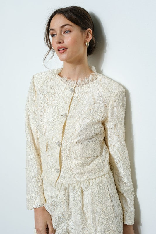 Ultra-Feminine Cropped Lace Jacket