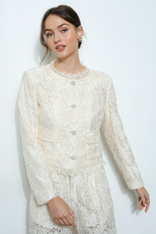Ultra-Feminine Cropped Lace Jacket
