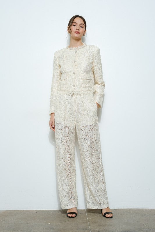 Ultra-Feminine Cropped Lace Jacket