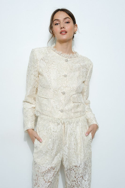 Ultra-Feminine Cropped Lace Jacket